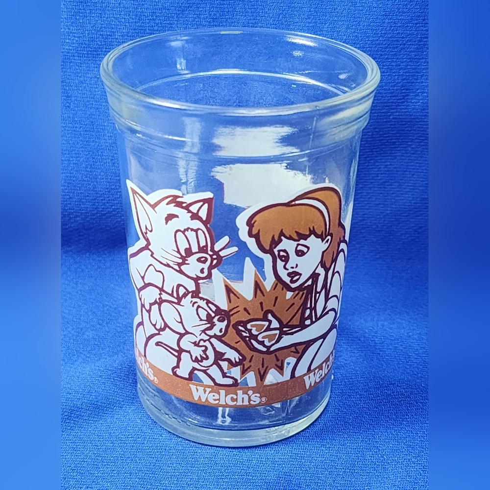 Collectible Welch's Tom And Jerry Jam Jelly Glass 4" 1990 Kitchenware